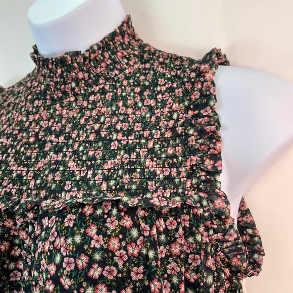 Maurices Dresses & Skirts - Maurices Women L Floral Print Sleeveless Dress Smocked Mock Neck Peasant Prairie